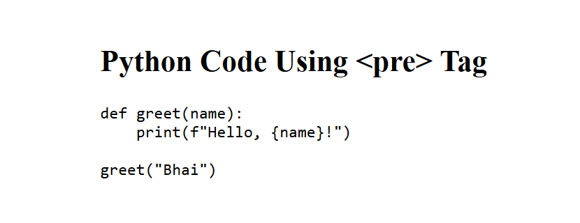 HTML pre tag Python example