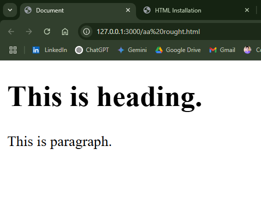 Browser View of HTML